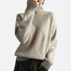 Pull col roulé homme en maille à losanges, coupe ample, gris