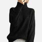 Pull col roulé homme en maille à losanges, coupe ample, noir