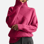 Pull col roulé homme en maille à losanges, coupe ample, rose