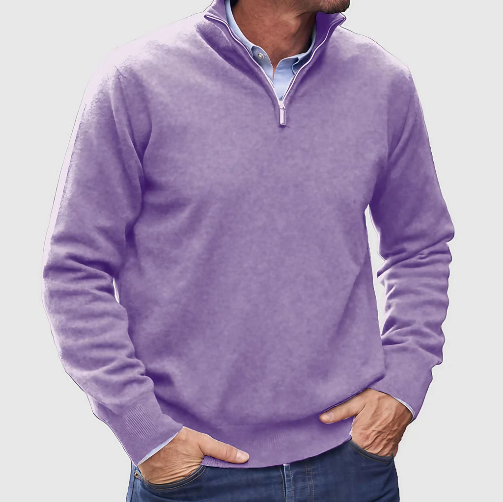 Pull homme zippé, dix coloris, du S au 3XL, violet clair