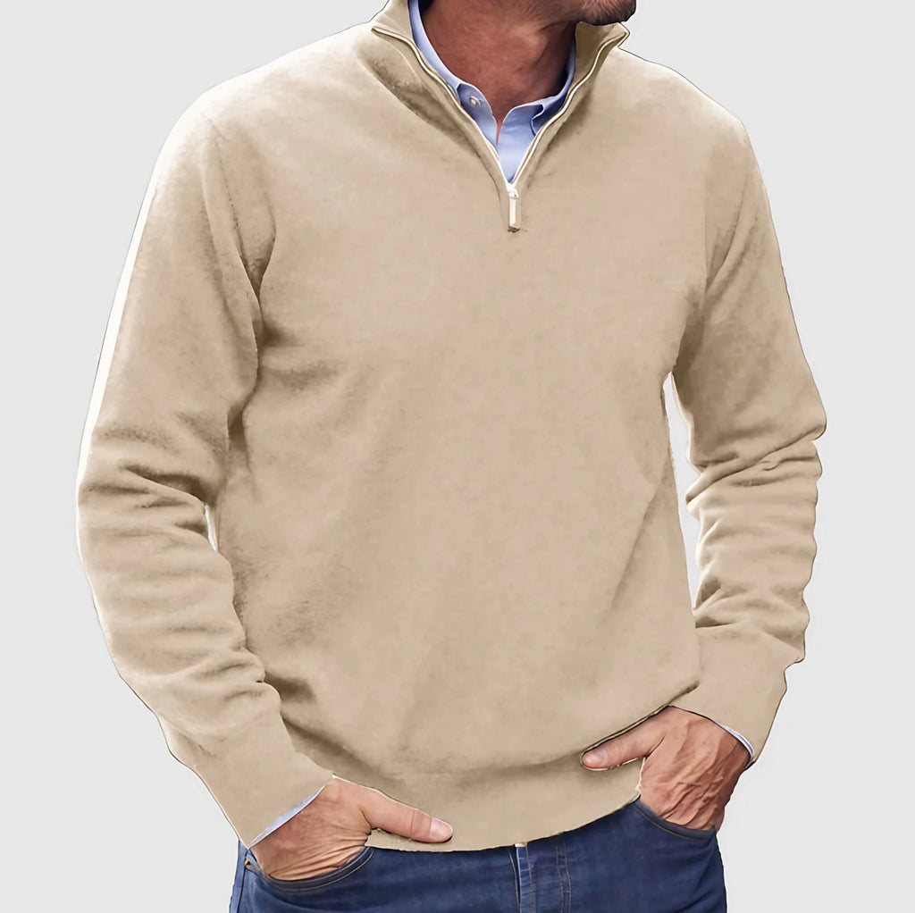 Pull homme zippé, dix coloris, du S au 3XL, beige