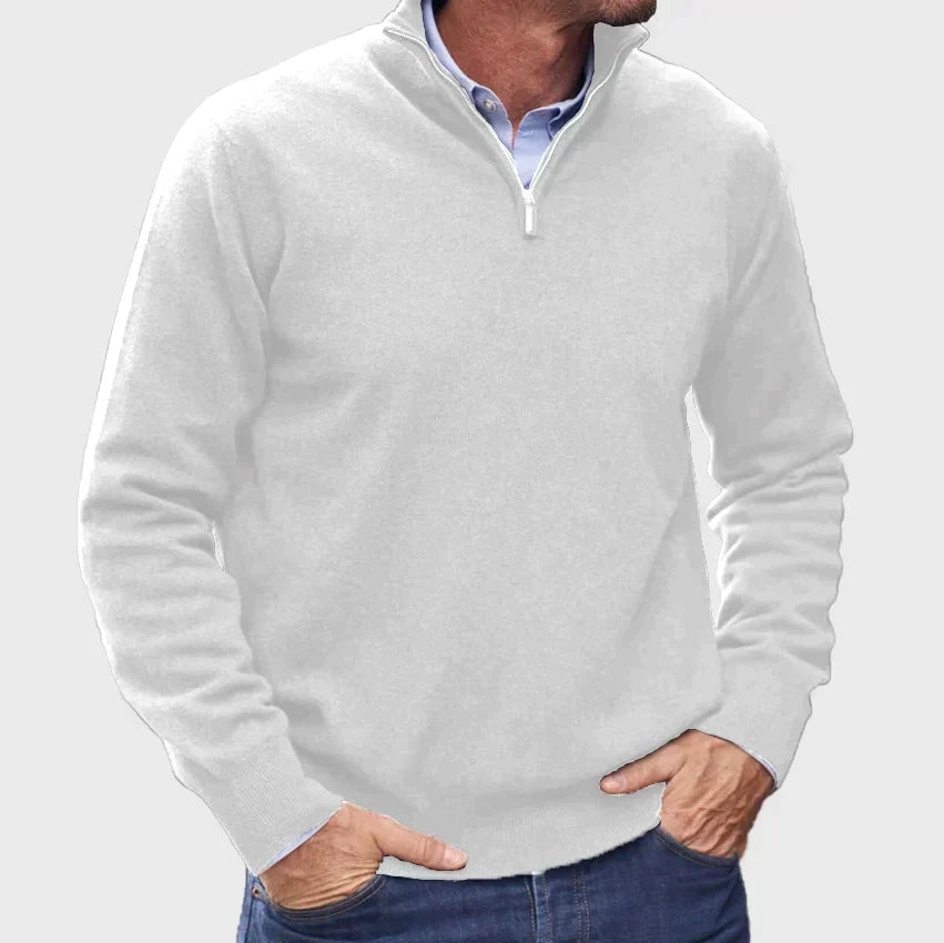 Pull homme zippé, dix coloris, du S au 3XL, blanc