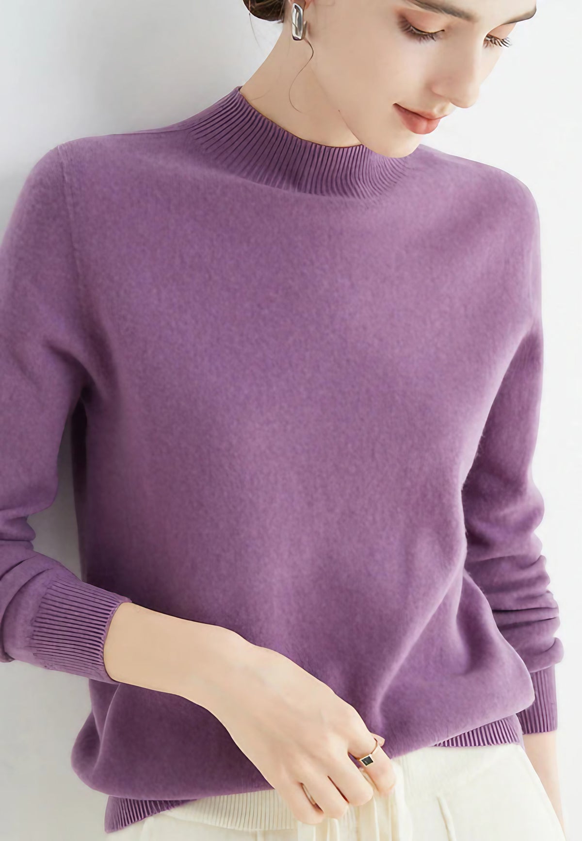 Pull uni femme léger, quatorze coloris, du S au 2XL, violet