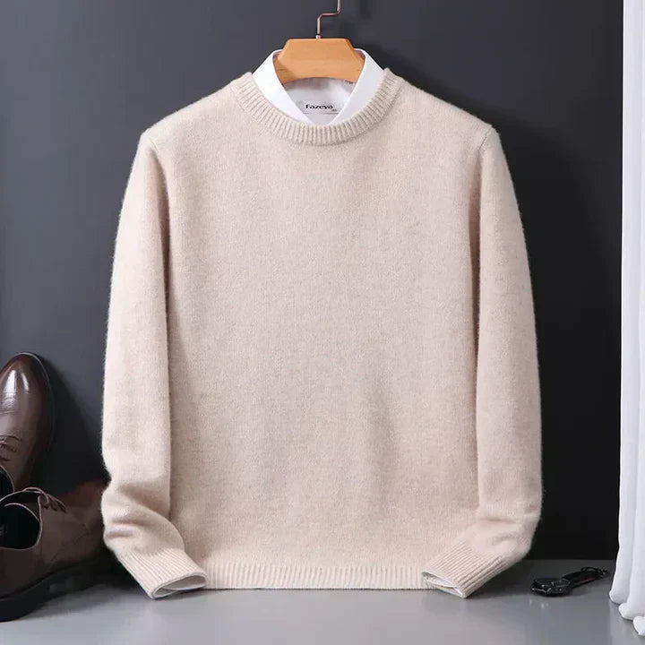 Pull homme col rond, sept coloris, du M au 3XL, beige