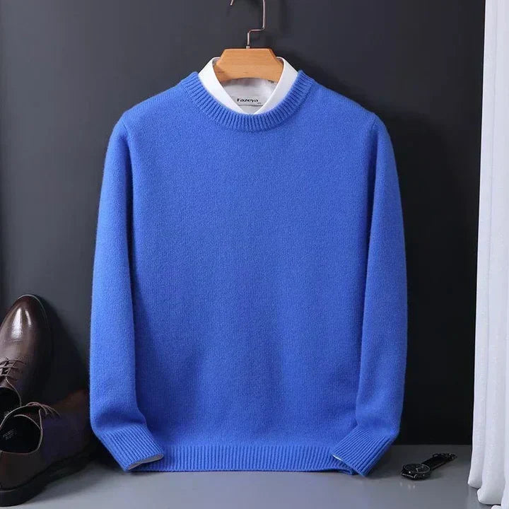 Pull homme col rond, sept coloris, du M au 3XL, bleu