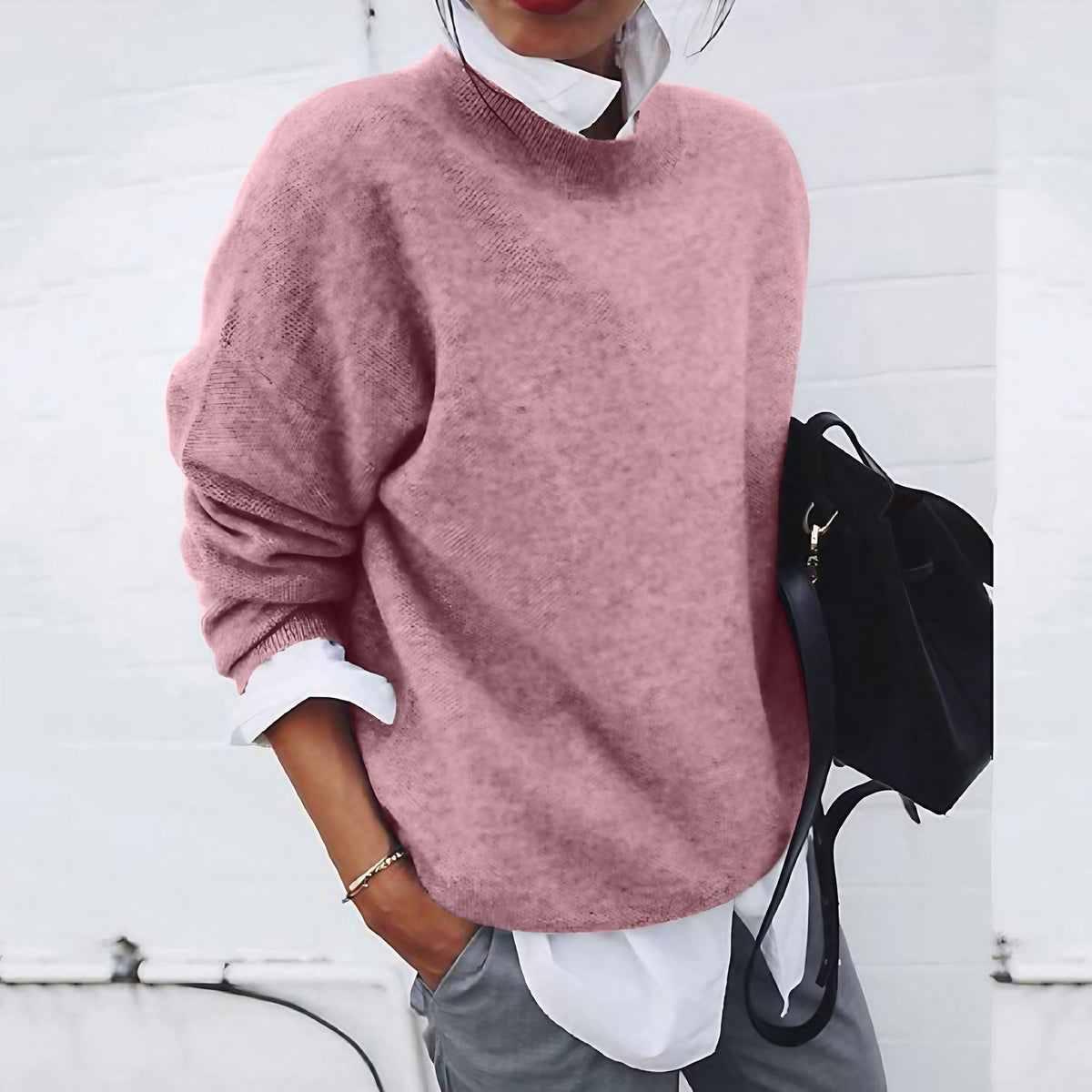 Pull col rond femme coupe ajustée, cinq coloris, du XS au 3XL