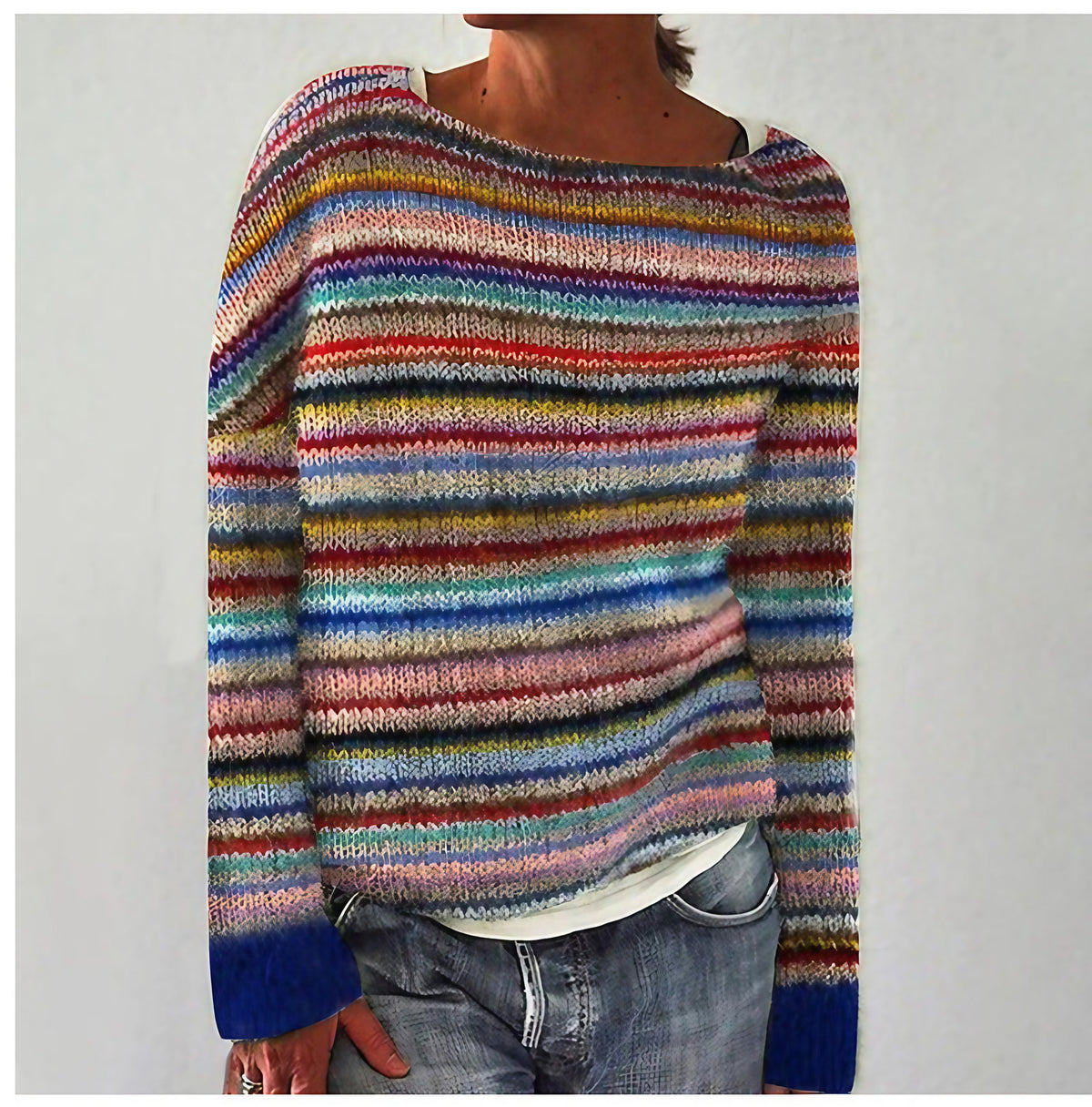 Pull en maille femme d'automne, coupe décontractée, du S au 3XL, multicolore