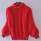 Pull en maille ample femme, neuf coloris, du S au 3XL, rouge