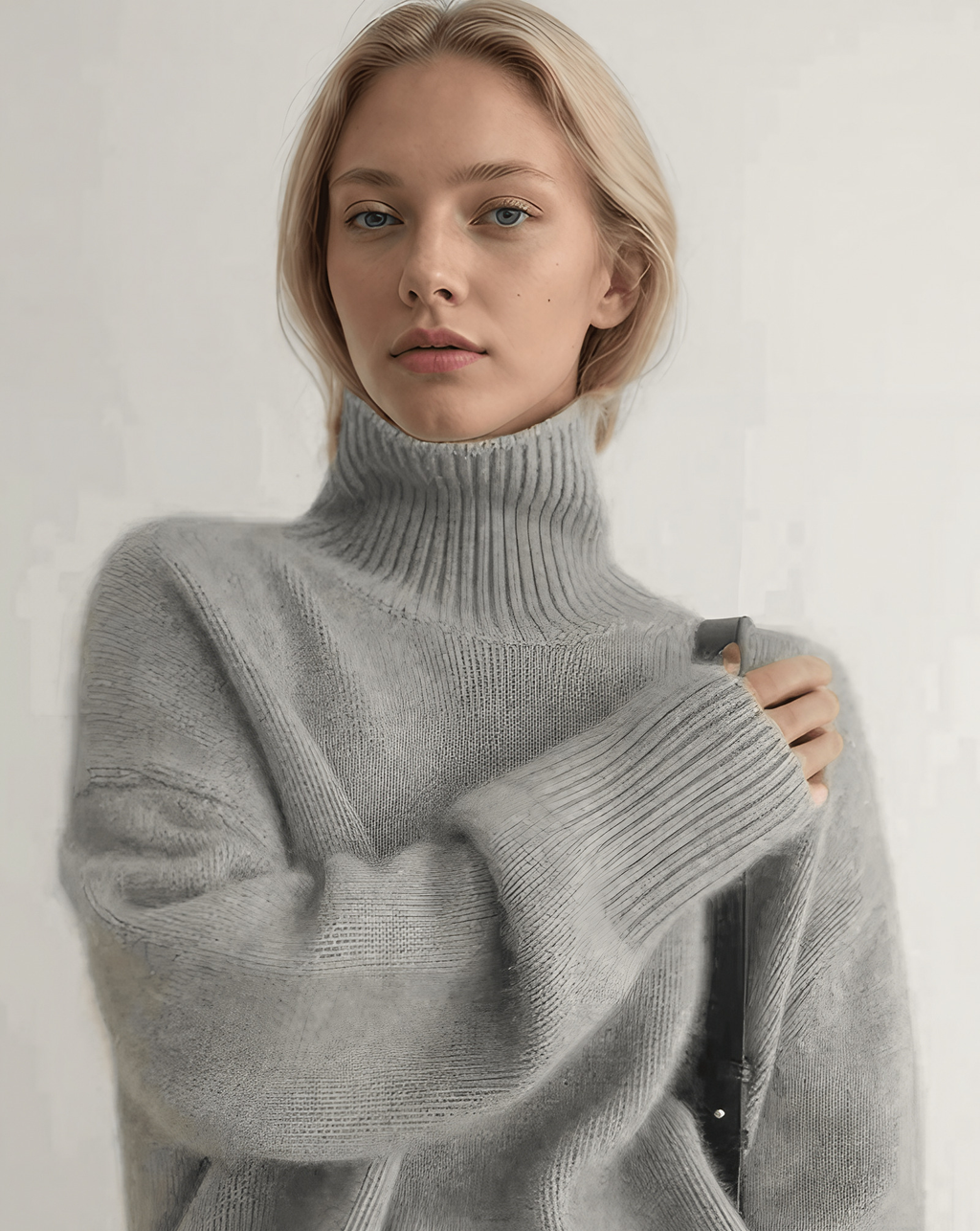 Pull col roulé femme d'hiver, gris ou beige