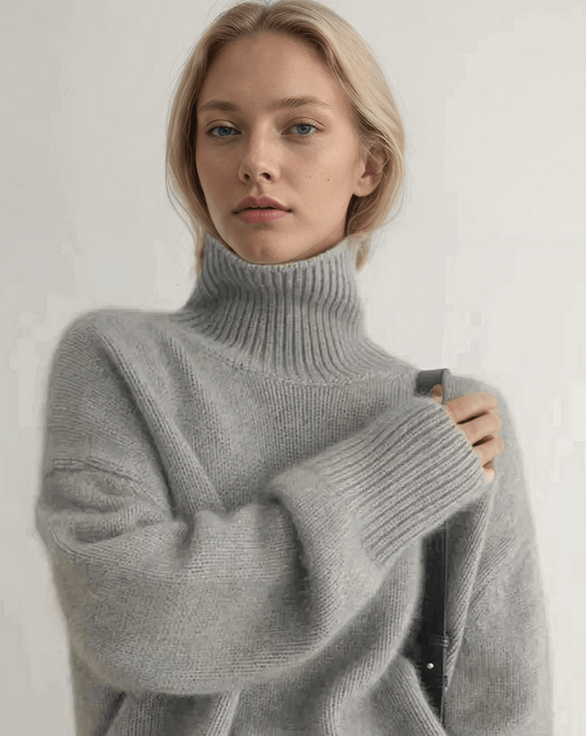 Pull col roulé femme d'hiver, gris ou beige