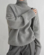 Pull col roulé femme d'hiver, gris ou beige, gris