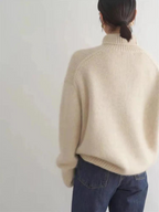 Pull col roulé femme d'hiver, gris ou beige