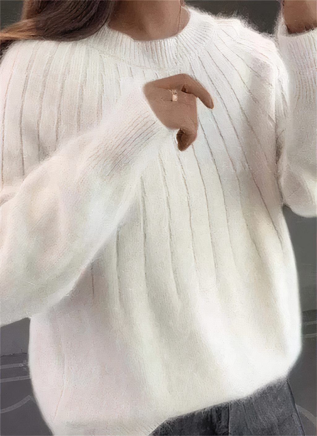 Pull femme col rond à coupe ample, sept coloris pastel et vifs, blanc