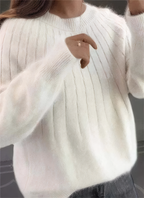 Pull femme col rond à coupe ample, sept coloris pastel et vifs, blanc