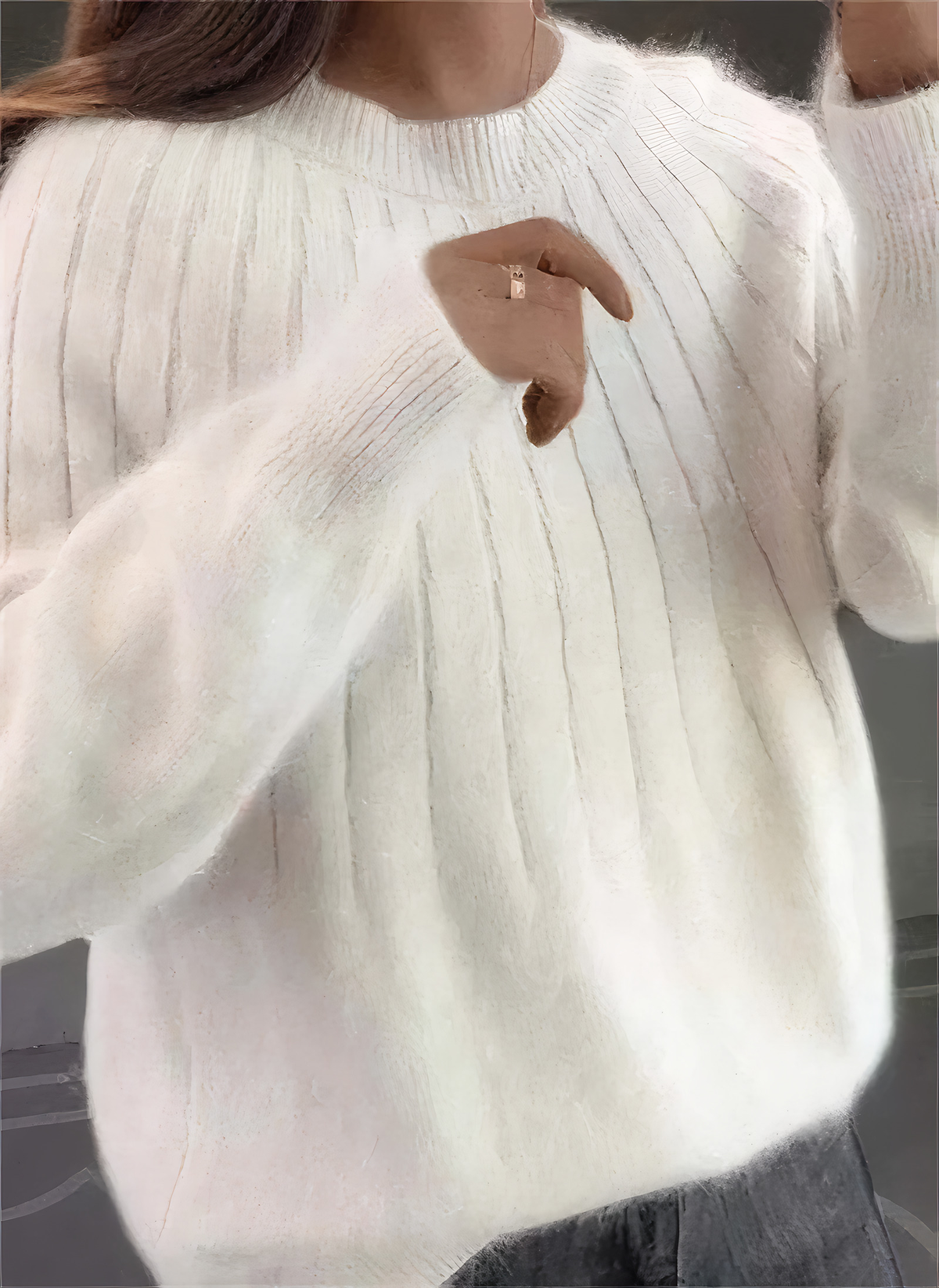 Pull femme col rond à coupe ample, sept coloris pastel et vifs, blanc