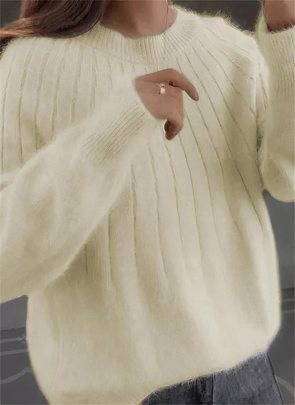 Pull femme col rond à coupe ample, sept coloris pastel et vifs, jaune clair
