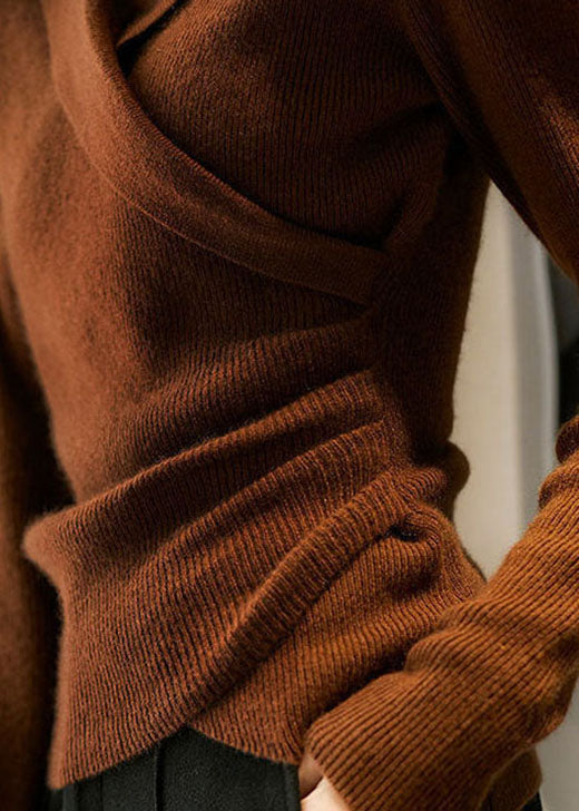 Pull col Claudine femme ajusté, ourlet asymétrique