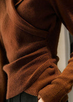 Pull col Claudine femme ajusté, ourlet asymétrique