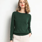 Pull col rond femme en maille unie, douze coloris, XS au 4XL, vert