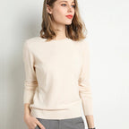 Pull col rond femme en maille unie, douze coloris, XS au 4XL, beige