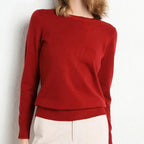 Pull col rond femme en maille unie, douze coloris, XS au 4XL, rouge foncé