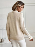 Pull femme col rond en maille fine, kaki, du XS au XL