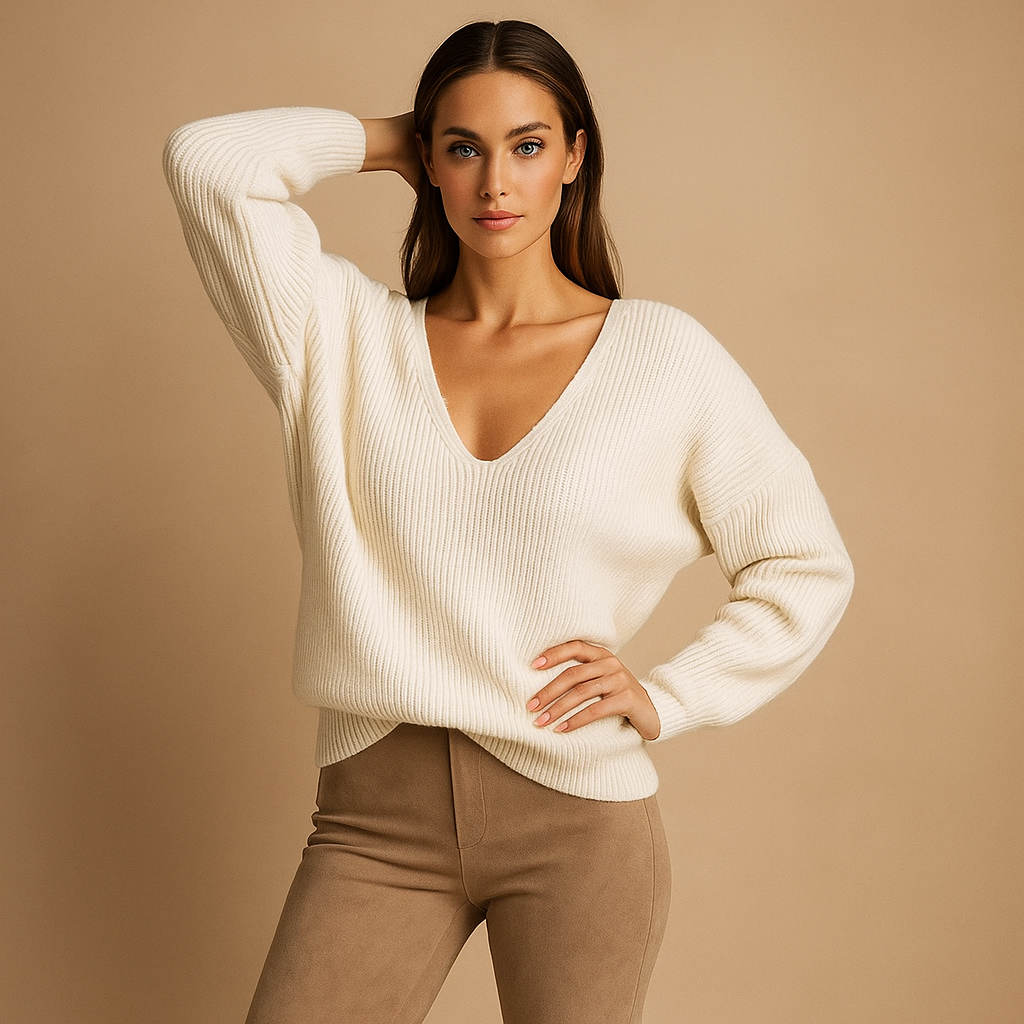 Pull col V femme coupe droite, maille légère, trois coloris