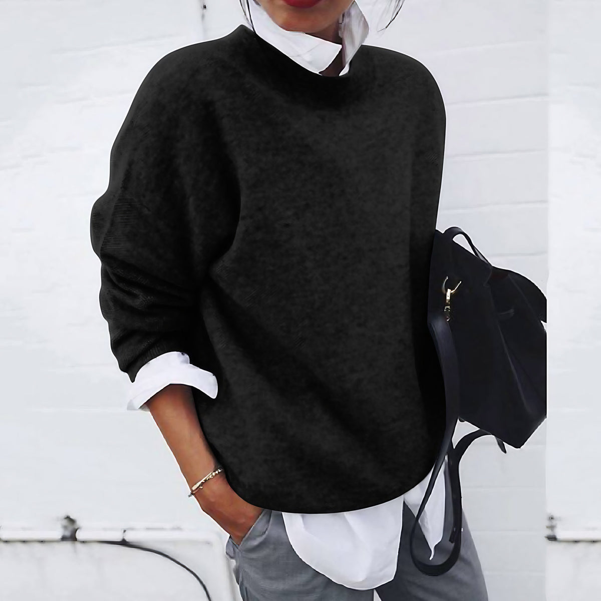 Pull doux femme, cinq coloris, du XS au 3XL, noir