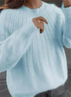 Pull femme doux, sept coloris clairs et vifs, du S au 2XL, bleu clair