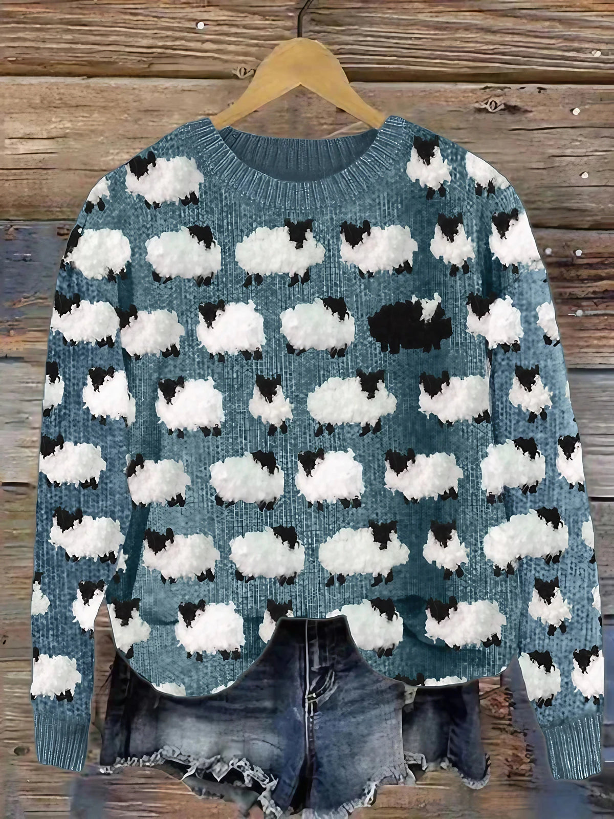 Pull femme style vintage, vert, bleu ou gris, du S au 5XL, bleu