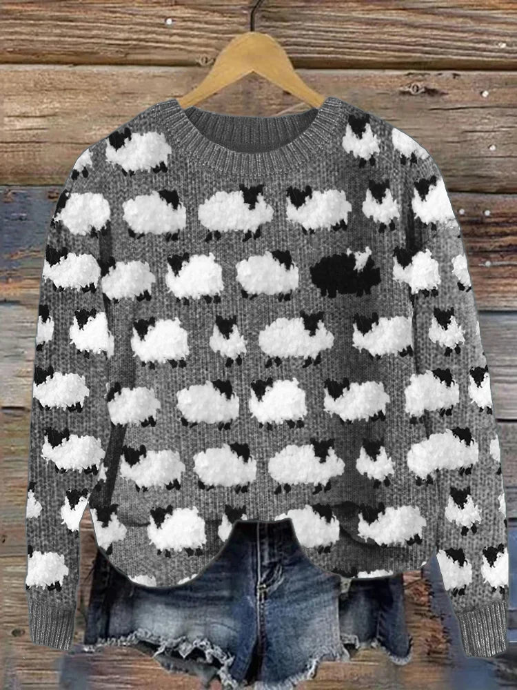 Pull femme style vintage, vert, bleu ou gris, du S au 5XL, gris