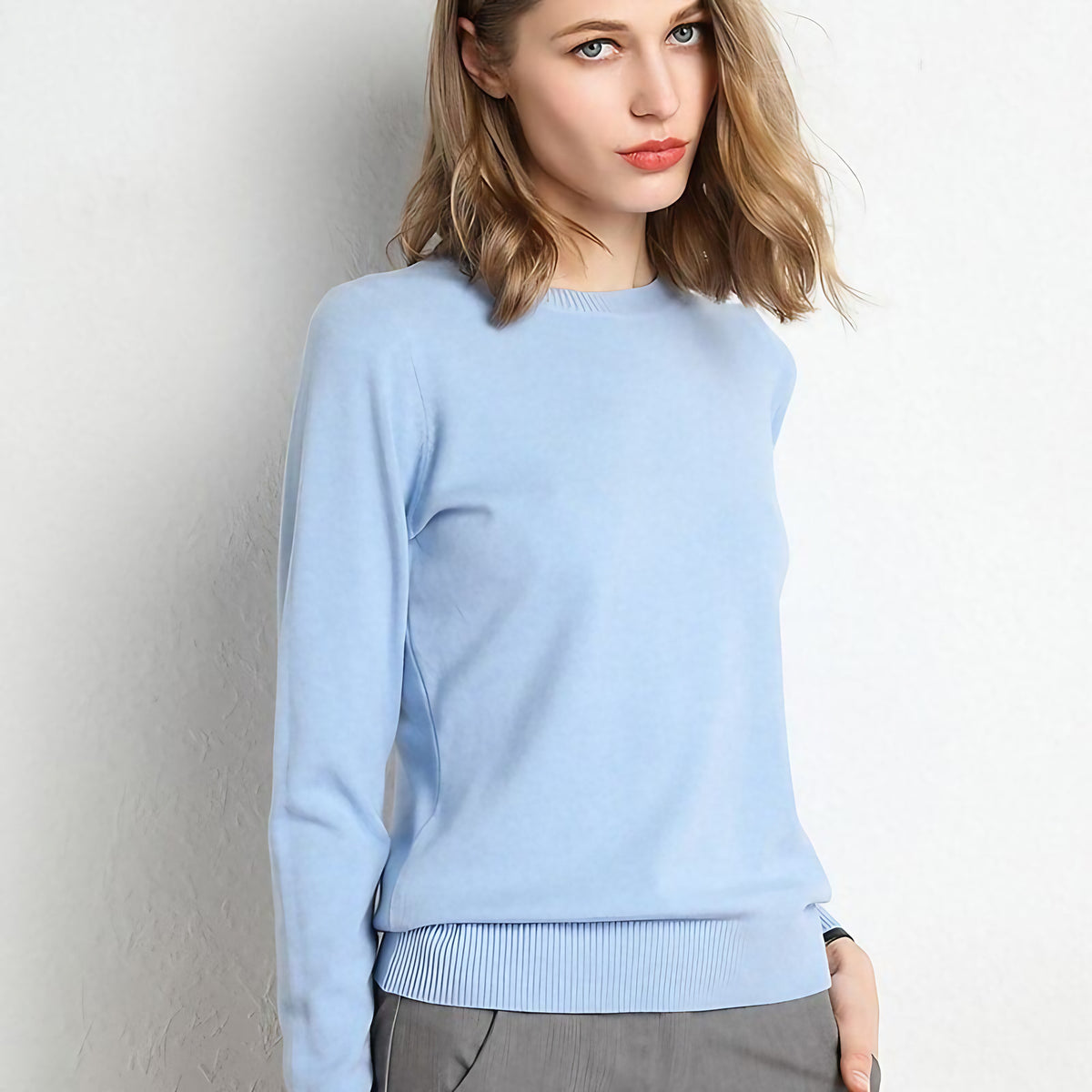 Pull femme doux, treize coloris, du XS au 3XL, bleu clair