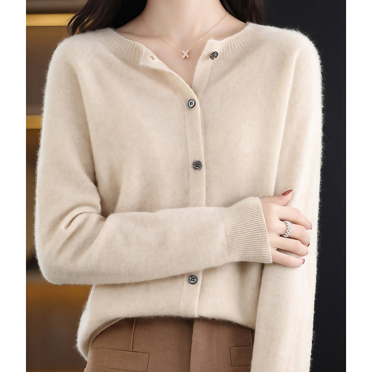Pull col rond femme, quatorze coloris, du S au 3XL, kaki