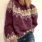 Pull en tricot femme à motifs discrets, automne et hiver, rouge