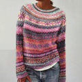 Pull femme à imprimé ethnique, coupe ample, du XS au 3XL, rose