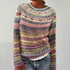 Pull femme à imprimé ethnique, coupe ample, du XS au 3XL, beige