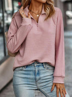 Pull col V femme à fermeture éclair, six coloris, du S au 2XL