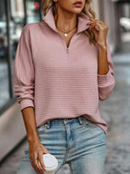 Pull col V femme à fermeture éclair, six coloris, du S au 2XL