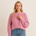 Pull femme en maille douce, coupe droite, six coloris, rose