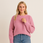 Pull femme en maille douce, coupe droite, six coloris, rose