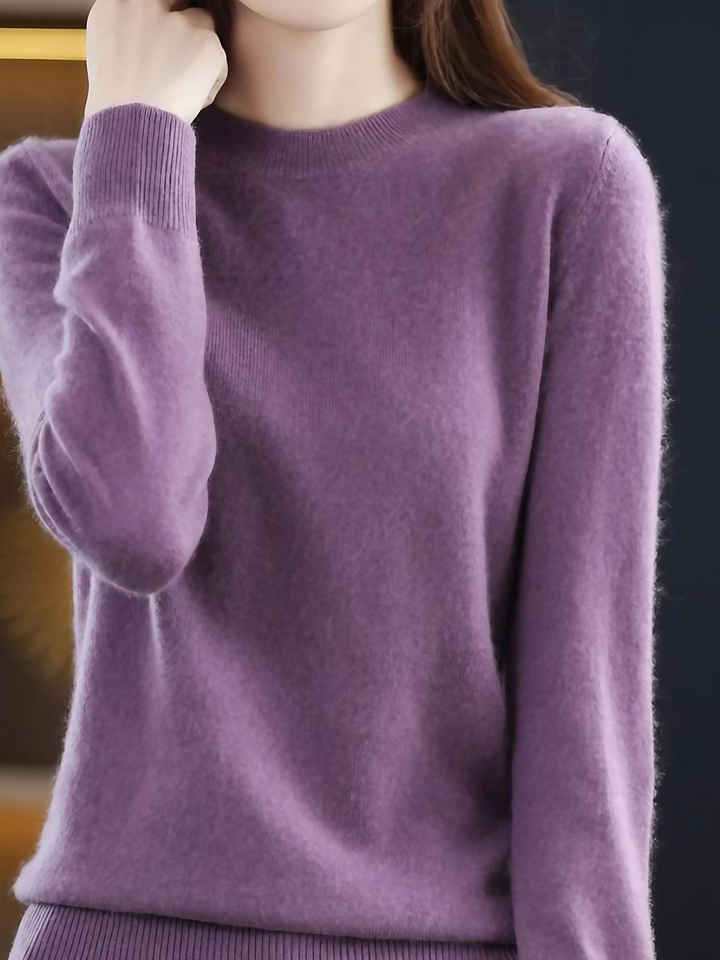 Pull femme à manches longues, dix-sept coloris, du S au 2XL, lilas