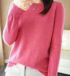 Pull femme à manches longues, dix-sept coloris, du S au 2XL, rouge rosé