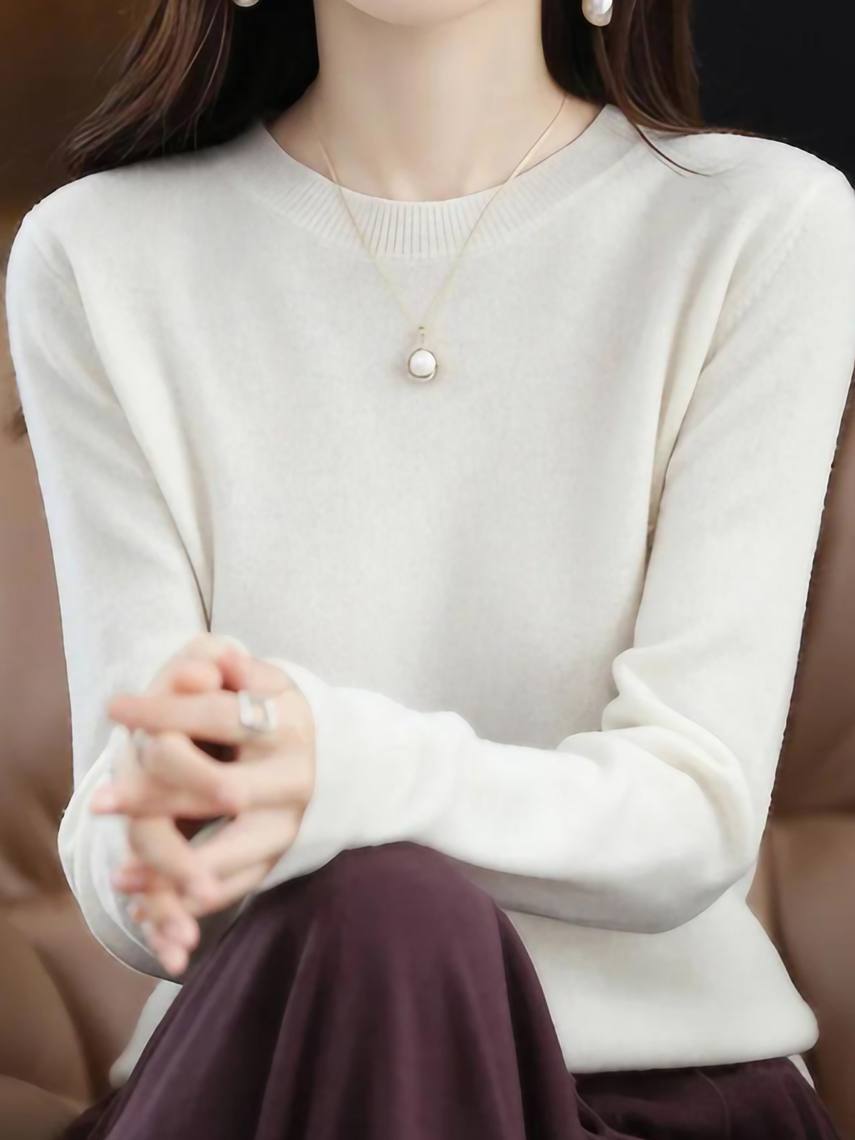 Pull femme à manches longues, dix-sept coloris, du S au 2XL, blanc