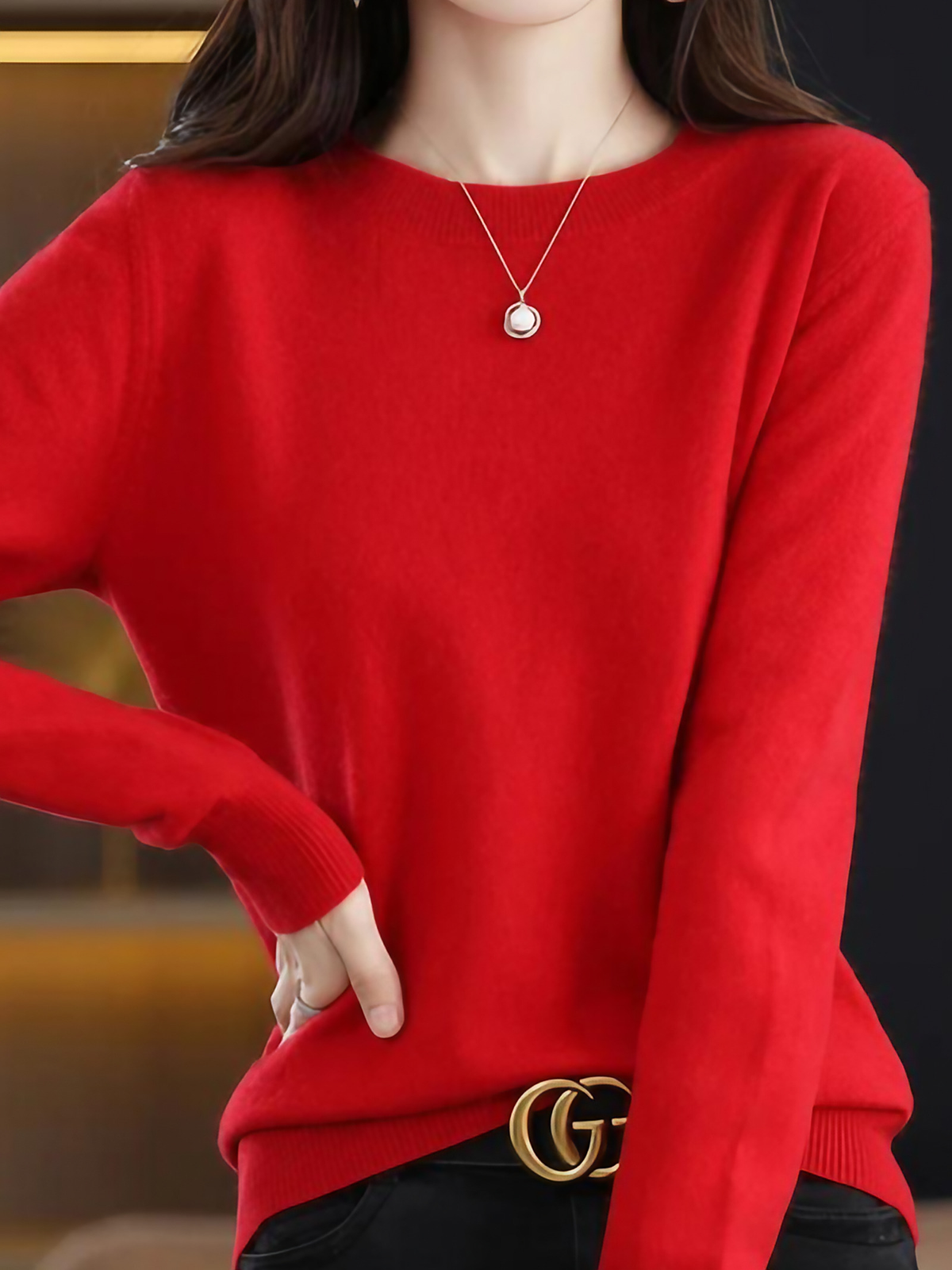 Pull femme à manches longues, dix-sept coloris, du S au 2XL, rouge