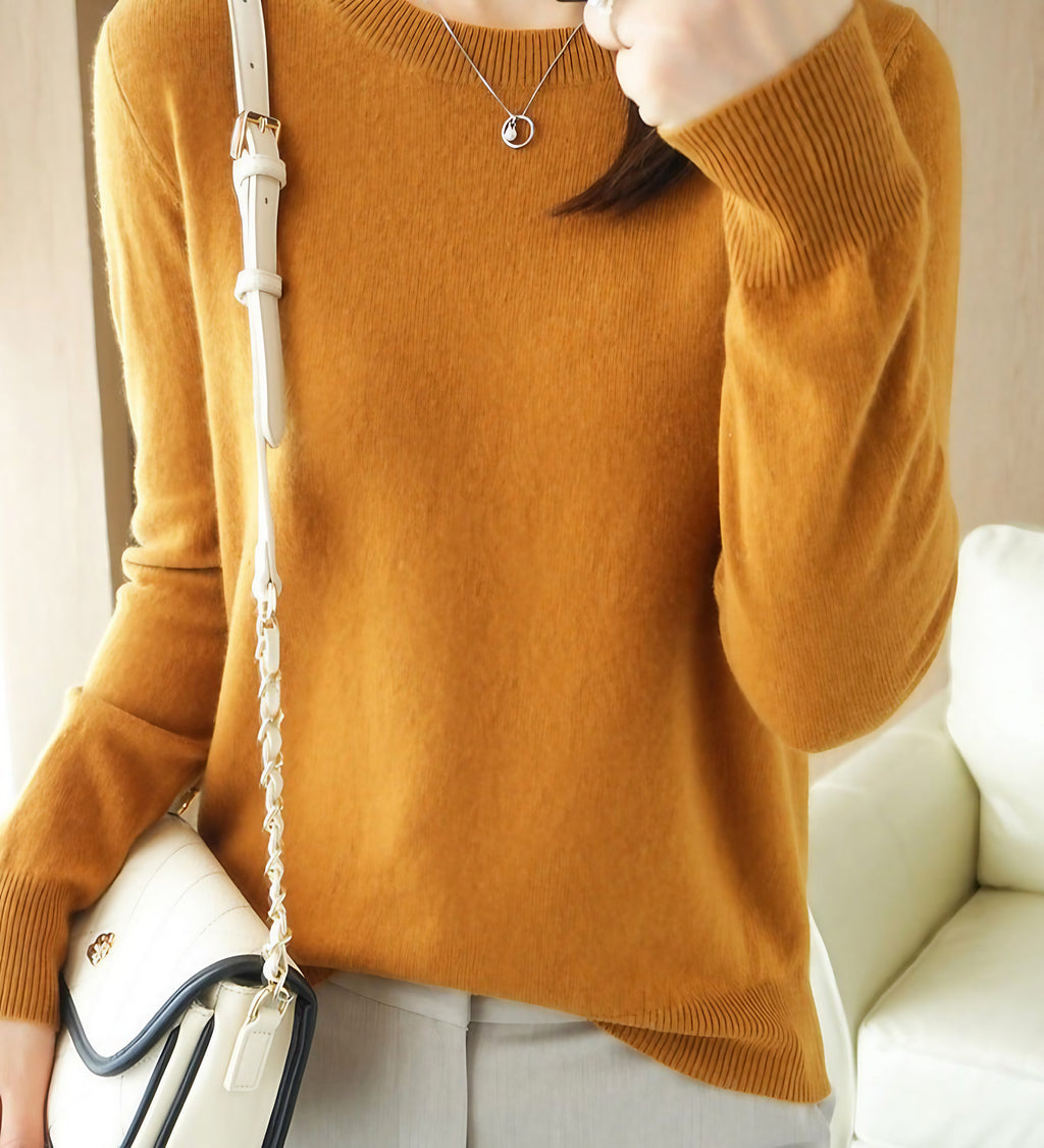 Pull femme à manches longues, dix-sept coloris, du S au 2XL, jaune caramel