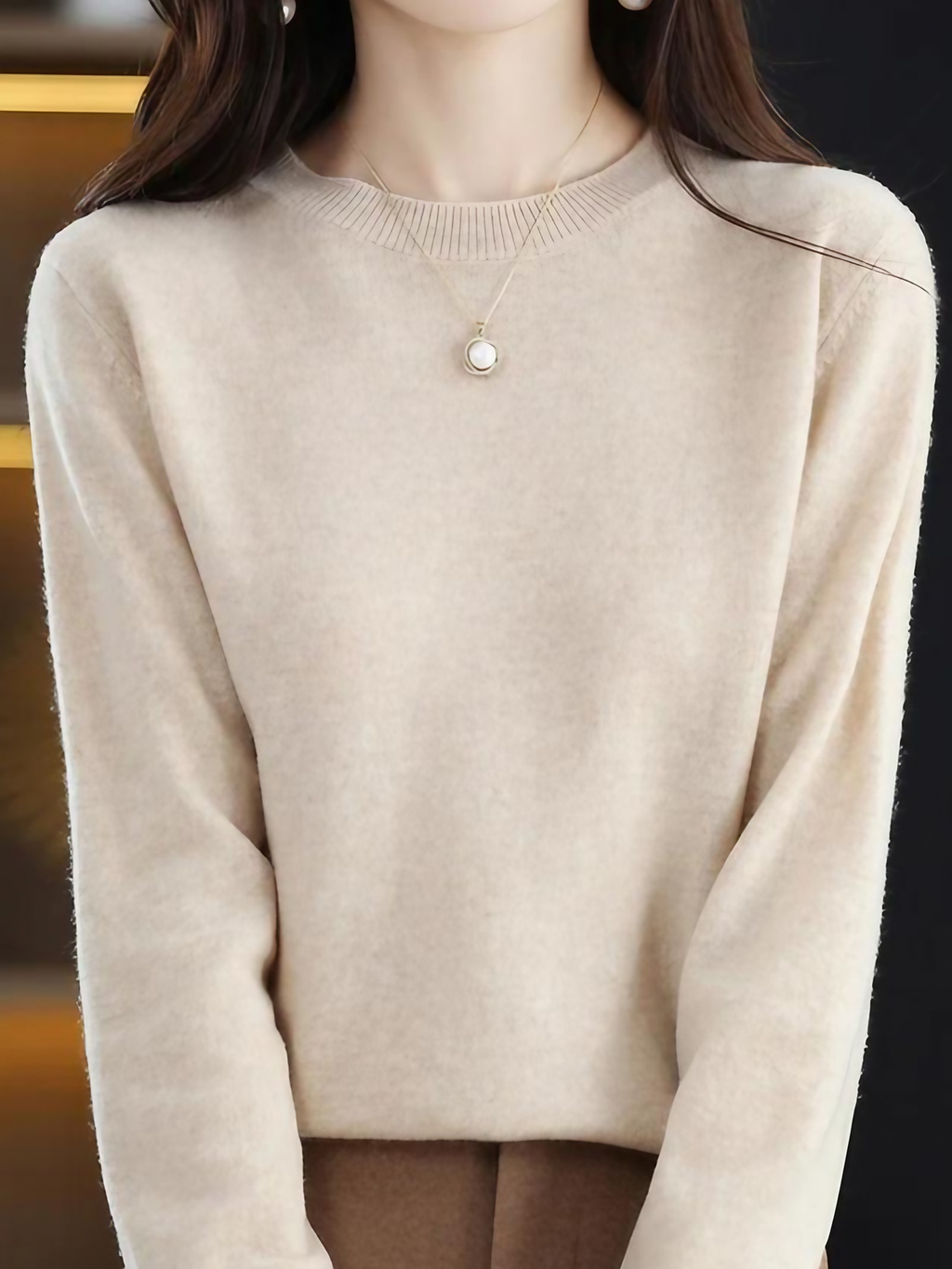 Pull femme à manches longues, dix-sept coloris, du S au 2XL, beige