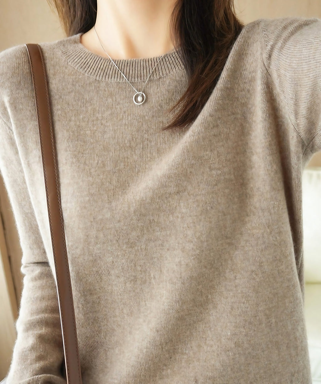 Pull femme à manches longues, dix-sept coloris, du S au 2XL, camel
