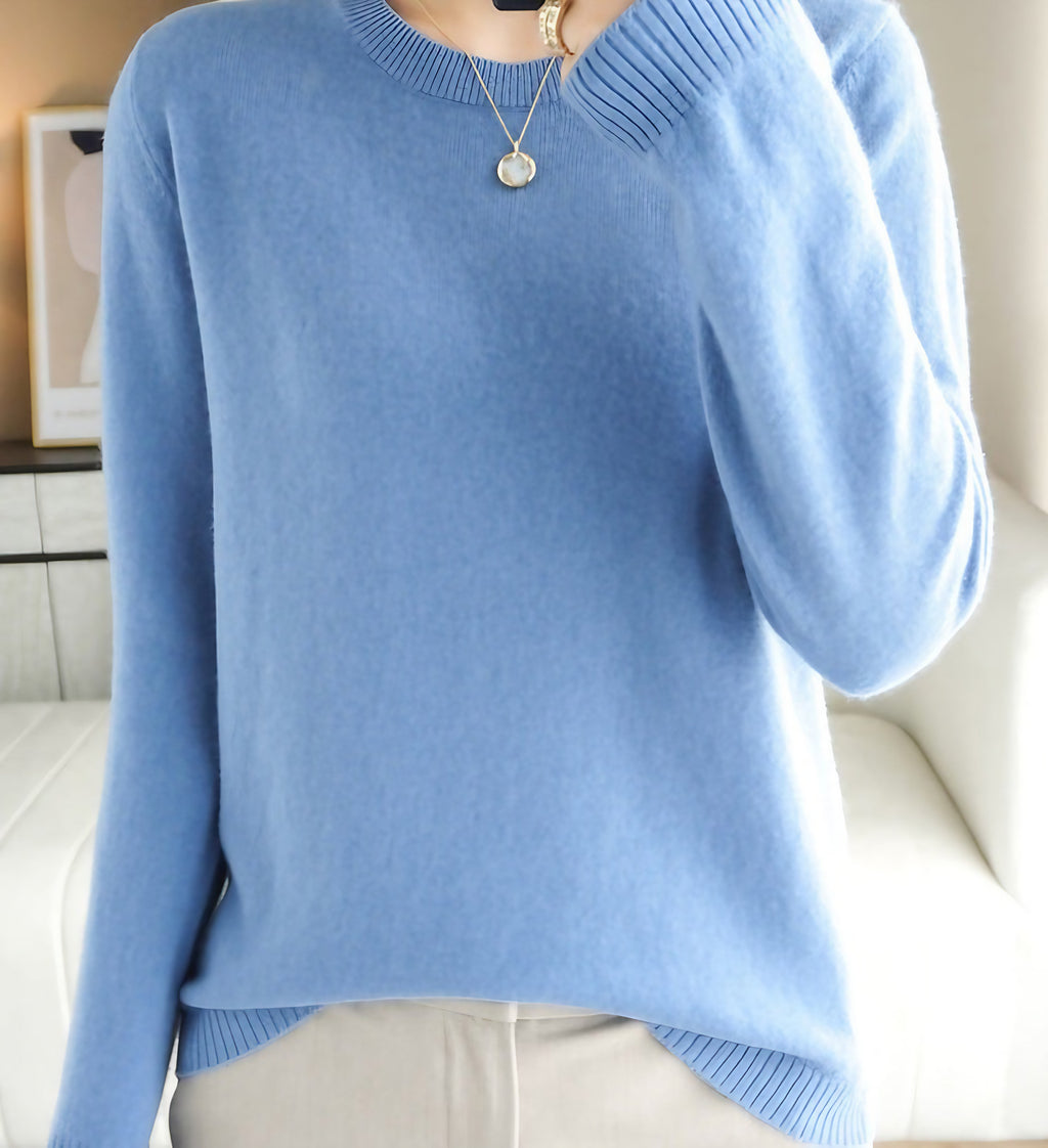 Pull femme à manches longues, dix-sept coloris, du S au 2XL, bleu clair