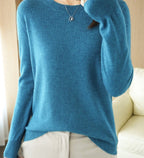 Pull femme à manches longues, dix-sept coloris, du S au 2XL, bleu d'eau