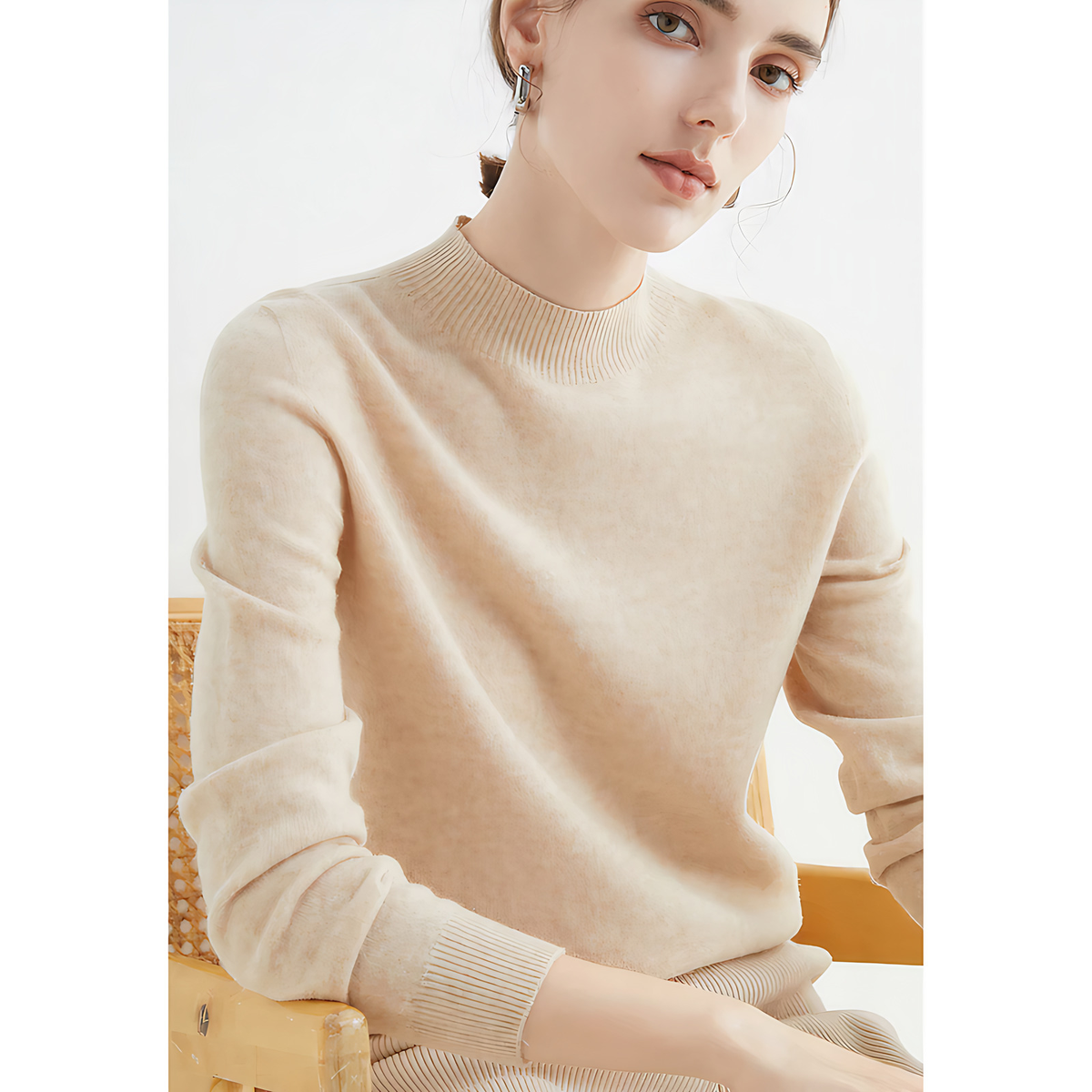 Pull femme classique, treize coloris, du S au 2XL, beige